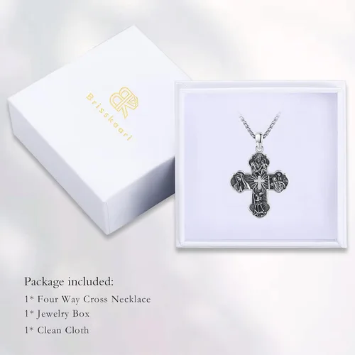 Vista 7 de Brisskaari Collar ovalado de San MiguelSan Cristóbal para mujeres y hombres plata de ley 925 collar con colgante de amuleto de San Patricio arcángel