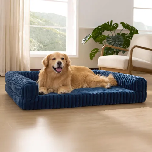 Vista 26 de Bedsure - Cama ortopédica para perros pequeños, cama impermeable de espuma viscoelástica con lados, sofá de espuma de nido de abeja para perros