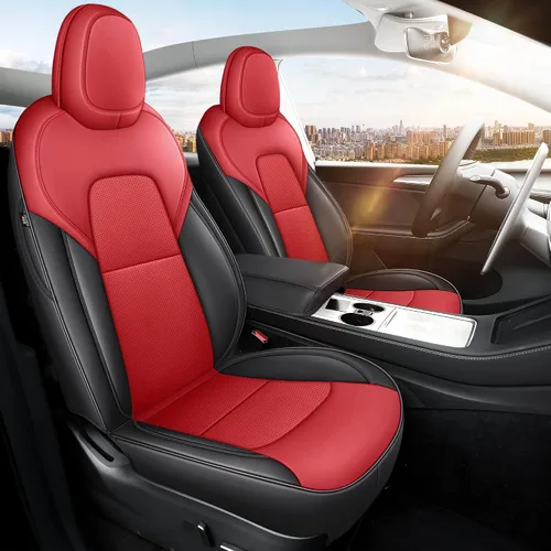 Vista 28 de Funda de asiento para modelo 3 2017 2018 2019 2020 2021 2022 2023, funda de asiento personalizada para Tesla Model 3, compatible con bolsa de aire