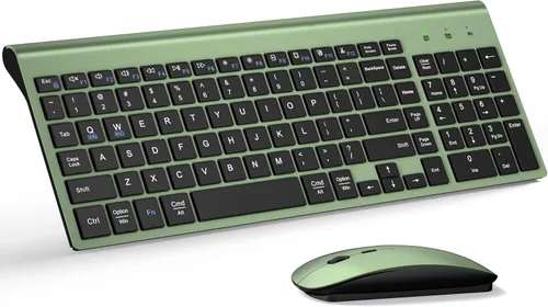 Vista 15 de Combo de teclado y mouse inalámbricos ultra delgado, TopMate - Azul Negro