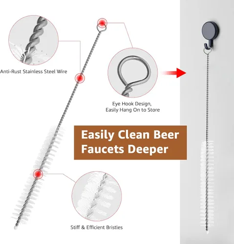 Vista 5 de Tapón para grifo de cerveza, 5 tapones de grifo de cerveza y 5 tapas de goma para grifo de cerveza y 1 cepillo de limpieza larga para la mayoría