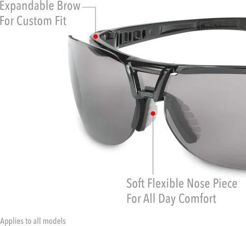Vista 4 de Uvex por Honeywell Protégé Lentes de seguridad, con aro negro metálico y lente transparente con capa dura antiarañazos, ultradura (S4200-H5)