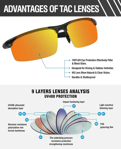 Vista 3 de Duco - Gafas de sol deportivas polarizadas para hombre con protección UV 8177s