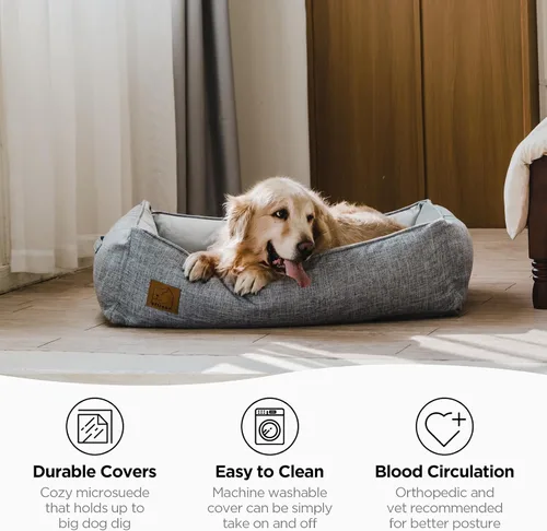 Vista 3 de ATIFBOP Cama ortopédica para perro, sofá de espuma viscoelástica para perro con funda extraíble, gel energético refrescante, cama para mascotas