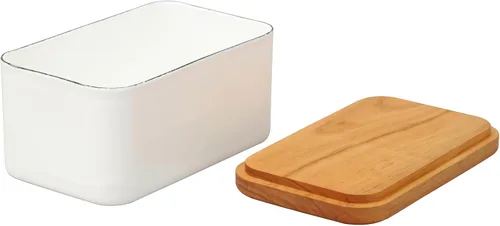 Vista 2 de Noda Horo BT-450 - Estuche para mantequilla, esmalte, 15.9 oz (450 g), color blanco, fabricado en Japón