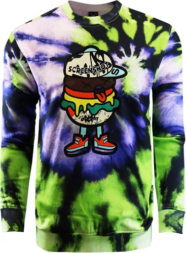 Vista 3 de Screenshot - Sudadera de forro polar con cuello redondo para hombre, estilo urbano de hip hop, sin botones F11080-neón