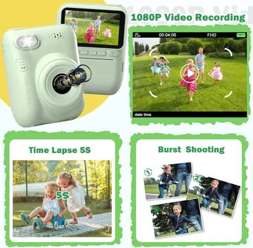 Vista 4 de Cámara para Niños Impresión Instantánea Regalos de Cumpleaños y Graduación para Niños de 3, 4, 5, 6, 7, 8, 9 años Cámara Digital Portátil