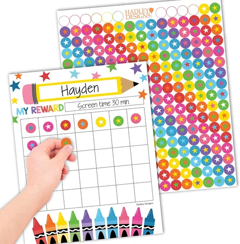 Vista 11 de Hadley Designs Tabla de calcomanías para el comportamiento de los niños en casa - Tabla de recompensas de calcomanías para niños, gráficos