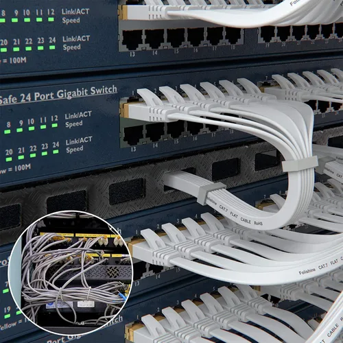 Vista 8 de Folishine - Cable Ethernet cat7 de 15 pies, cable de red de alta velocidad, cables planos de conexión LAN con conectores STP RJ45 para enrutador