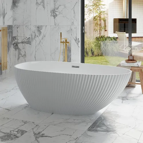 Vista 20 de 59 Inch Freestanding Bathtubs, White Acrylic Free Standing Bathtub, Modern Soaking Tub with Integrated Overflow & Chrome Drain for Bathroom Remodel