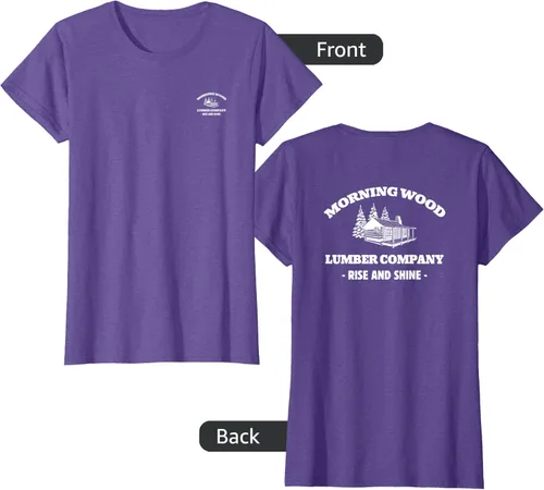 Vista 26 de Morning Wood Lumber Company - Camiseta con estampado de espalda delantera, Negro, S