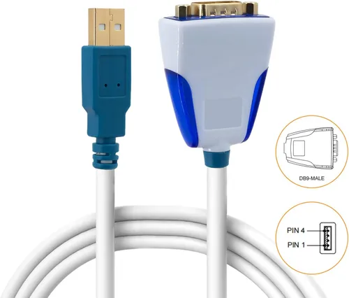 Vista 5 de Elecbee Cable USB a DB9 macho RS232 Us232R 1M Cable convertidor con chip FT232RQ soporta todos los sistemas informáticos, velocidad de transmisión
