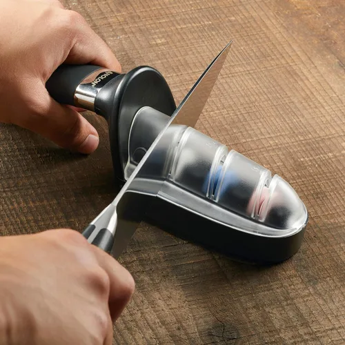 Vista 2 de Anolon 47998 AlwaysSharp - Afilador universal de cuchillos de cocina para cuchillos de hoja recta, 9 pulgadas, color negro