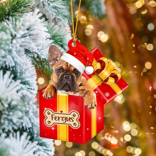 Vista 38 de Adorno de Navidad personalizado de Akita Inu, nombre personalizado Akita Inu para árbol de Navidad, en caja de regalo roja