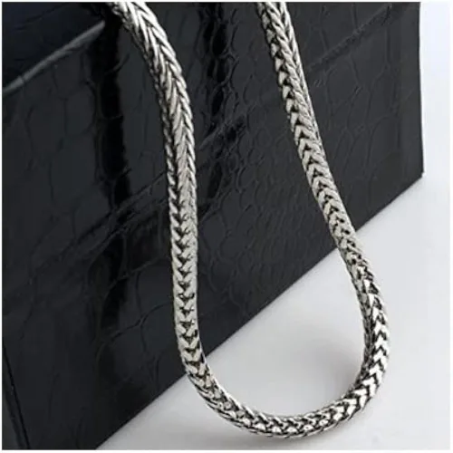 Vista 3 de Verona Jewelers Collar de cadena Franco de plata de ley 925 para hombre de 0.118in, 0.217in, collar y pulsera de eslabones cuadrados de rodio Franco