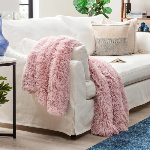 Vista 6 de Chanasya - Manta de pelo largo sintético - Manta de felpa ligera y esponjosa de forro polar de microfibra - para sofá, cama, silla, material A