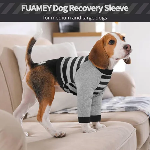 Vista 6 de FUAMEY Manga de recuperación para perros con protector de codo, camisa para perros para dejar de lamer las articulaciones, traje de manga larga