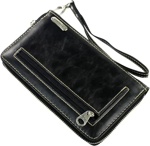 Vista 2 de Montana West Cartera de muñeca para mujer, 2 en 1, de piel auténtica, con cierre de cremallera