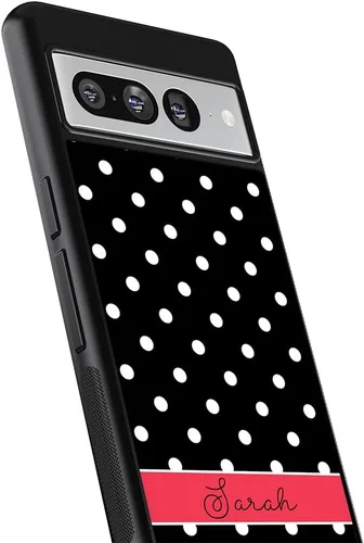 Vista 2 de Funda de goma negra personalizada con lunares para teléfono compatible con Google Pixel 10, 10 Pro, 10 Pro XL, 9a, 9 Pro, Pixel 9, Pixel 9 Pro XL