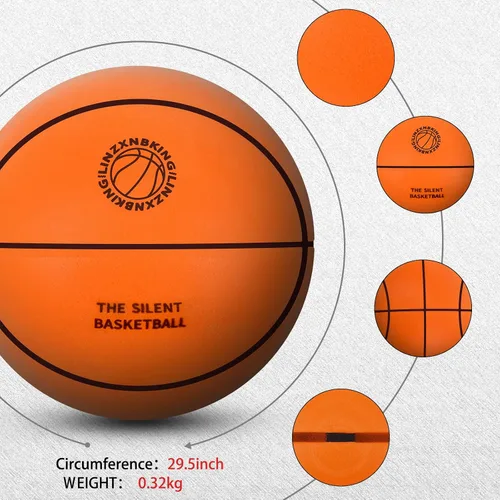 Vista 3 de Baloncesto Silencioso de Tamaño Oficial 7 (29.5") Espuma Suave de Alta Densidad y Bajo Ruido Pelota de Entrenamiento Interior Fácil Agarre Altamente