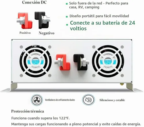 Vista 3 de WZRELB 3000W 24V Inversor de onda sinusoidal pura de energía solar DC a convertidor de CA de 110V (RBP300024W)