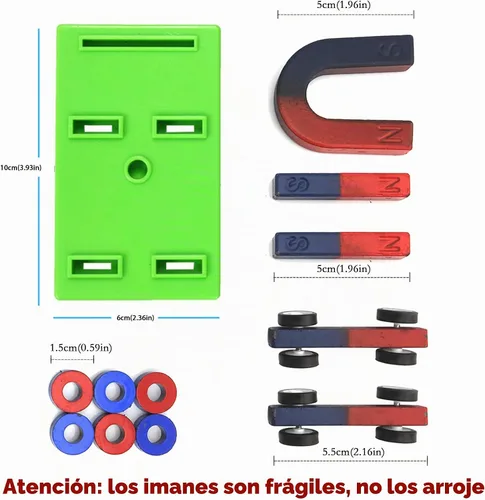 Vista 2 de EUDAX Labs Junior Science N/S - Juego de imanes para educación, herramientas de experimento científico, incluye barra/anillo/herradura/brújula