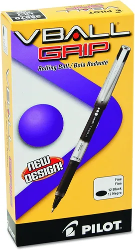Vista 2 de PILOT VBall Grip - Bolígrafos de tinta líquida, punta fina, tinta negra, paquete de 12 (35570), caja de docena (0.028 in - fina)