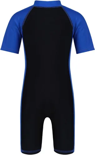 Vista 2 de Moily Conjunto de neopreno unisex para niños y niñas con cremallera, protección solar UV, traje de baño Azul y negro a