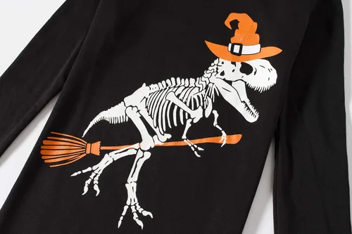 Vista 3 de Family Feeling Conjunto de pijama de dinosaurio para niños pequeños, 100% algodón de manga larga