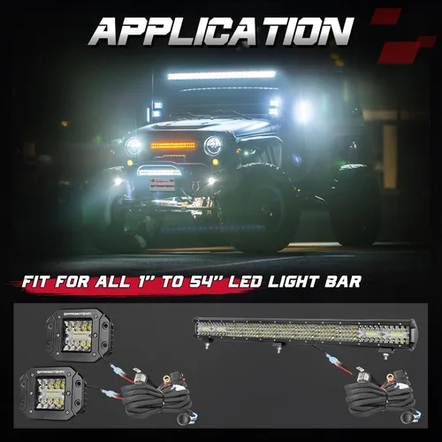 Vista 6 de OFFROADTOWN - Arnés de cableado, kit de arnés de cableado de 1 cable resistente para luces antiniebla, barra de luz de trabajo LED, vainas LED de 12