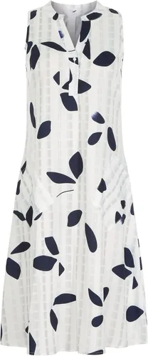 Vista 4 de Vestido casual de verano para mujer, con botones, cuello en V, sin mangas, con bolsillos, para vacaciones, vestido floral de verano a media pierna