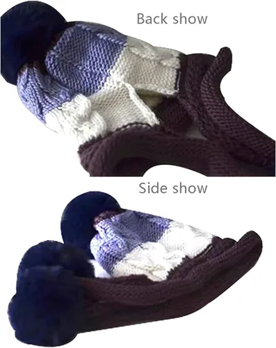 Vista 5 de FSIGOM Gorros de punto gruesos de invierno para mujer versión coreana grande con pompones de piel orejeras cálidas de lana con protección