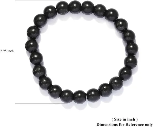 Vista 4 de Beads Meditation Anxiety Karelian Shungite Stretch Beaded Bracelet Gris