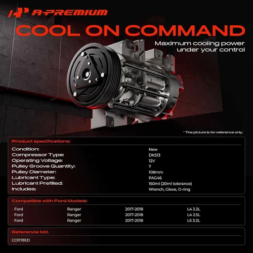 Vista 2 de Compresor de aire acondicionado A-Premium compatible con Ford Para Ranger 2017-2018 2.2L 2.5L 3.2L