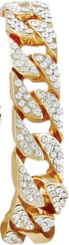 Vista 3 de Reloj totalmente incrustado con brillantes de cristal, muy brillante, con brazalete (L0504B)