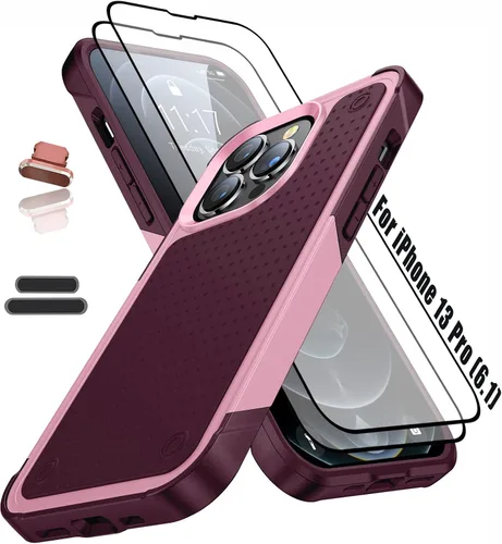 Vista 9 de Funda resistente para Apple iPhone 13 Pro de 6.1 pulgadas, 4 esquinas con bolsas de aire [protección contra caídas de 12 pies], agarre texturizado