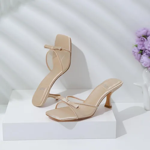 Vista 3 de Mostrin - Sandalias con tacón de gatitos para mujer, con punta redonda con lazo, vintage, sexy, de tacón aguja, sin talón, para fiesta y uso diario