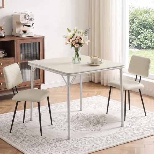 Vista 12 de VECELO Juego de mesa de comedor de 3 piezas, mesa de cocina redonda con 2 sillas tapizadas de terciopelo, diseño de ahorro de espacio para Marrón