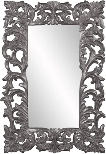 Vista 22 de Howard Elliott Chateau Rectangular Hanging Wall Mirror, Scroll Work Frame, Black, 31.5 x 42 Inch