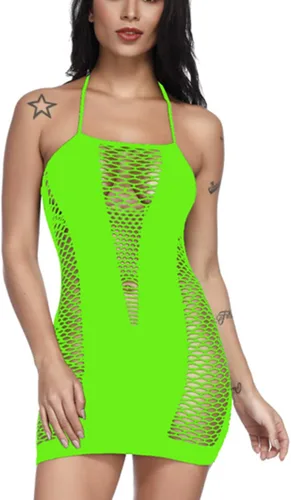 Vista 3 de Lencería sexy para mujer, babydoll de malla, mini vestido camisola