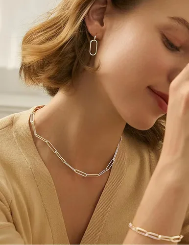 Vista 2 de Waitsoul 925 Sterling Silver Paperclip Lobster Clasp Chain 3mm 4mm 5mm Necklace for Women Men Diamond Cut Silver Necklace Chain 16-30 Inches