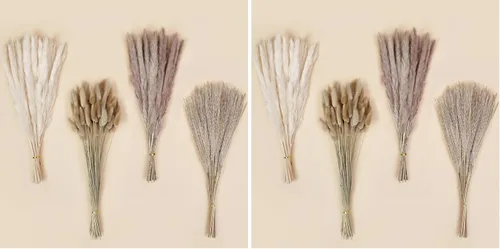 Vista 9 de DomeStar 130 piezas de hierba seca de las pampas a granel, decoración de otoño, hierba de cola de conejo natural de 18 pulgadas, ramo rústico