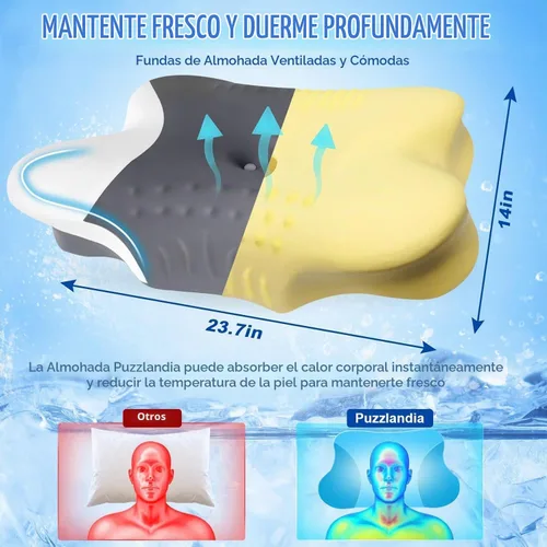 Vista 2 de Almohada cervical para el cuello para dormir de lado, almohadas de espuma viscoelástica, soporte ergonómico para el cuello para aliviar el dolor