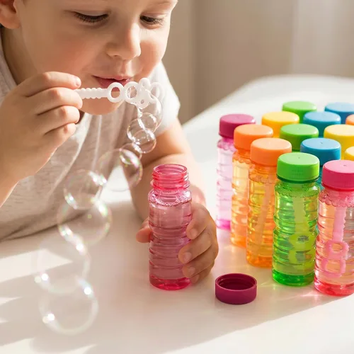 Vista 3 de Paquete de 12 botellas de burbujas grandes, solución de burbujas de 4 onzas, juguete novedoso de verano, recuerdo de fiesta de actividades, juego