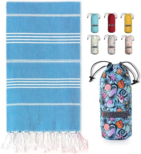 Vista 51 de BAY LAUREL Toalla de playa turca con bolsa de viaje, 39 x 71 pulgadas, de secado rápido, sin arena, ligera, grande, toallas de gran