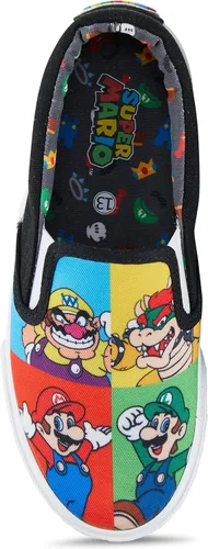 Vista 3 de Nintendo Tenis deportivos Mario para niños, zapatos de caña alta Super Mario - Mario, Luigi, Kirby y Donkey Kong con cordones