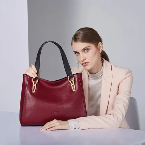 Vista 6 de LAORENTOU Cow Leather Tote Handbags for Women Top-handle Purse Lady Pocketbooks Shoulder Bags Work Tote Bags