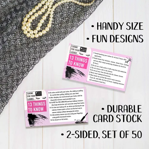 Vista 8 de Diseño de extensiones de pestañas, juego de 50 tarjetas de fidelidad, papelería para tarjetas de cuidado, ideal para peluquería, salón de belleza
