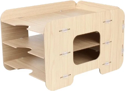 Vista 6 de File Rack File Rack A4 Paper Data Frame Wooden Desktop Organizer Multi-Layer Office Supplies Rack File Manager, 3 Layers File Organizer