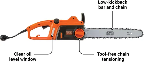 Vista 2 de BLACK+DECKER CS1216 motosierra con cable de 12 A y 16 pulgadas